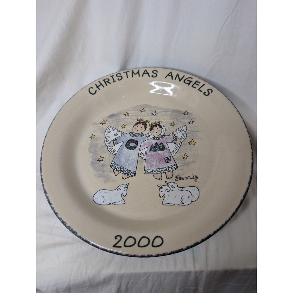 Home And Garden Pottery‎ Plate Christmas Angels 2000 10" Serve ware Kitchen Dish